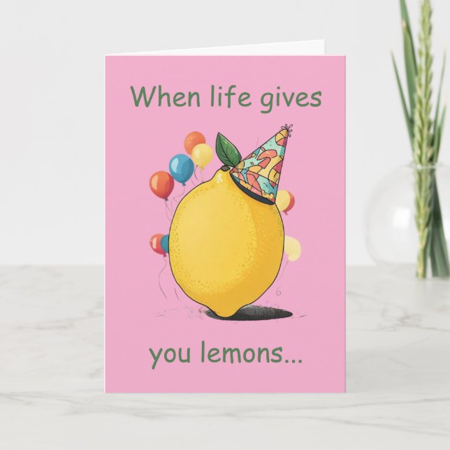Carte Funny Belated Birthday Message: Lemon Theme (Devant)