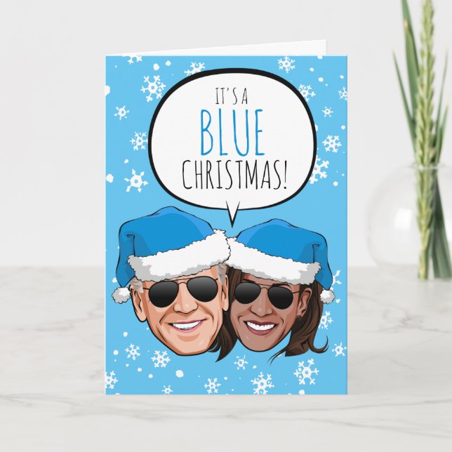 Carte Funny Biden Harris Blue Christmas (Devant)