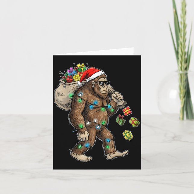 Carte Funny Bigfoot Christmas Tree Lights Xmas Boys Mens (Devant)