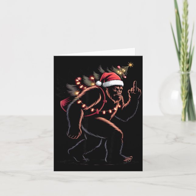 Carte Funny Bigfoot Middle Finger Christmas Sasquatch An (Devant)