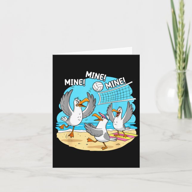 Carte Funny Bird Playing Volleyball Mine Game Day Vibes  (Devant)