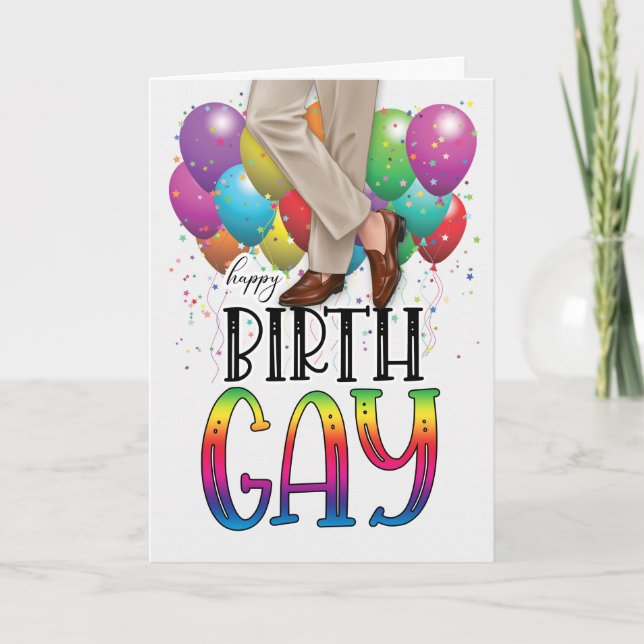 Carte Funny Birth GAY Mens Legs Rainbow Birthday (Devant)