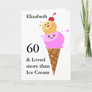 Carte Funny Birthday Card Cute Ice Cream Ajouter Année &