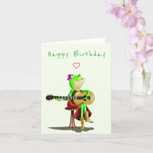 Carte Funny Birthday Card Frog Jouer de la guitare