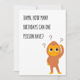 Carte Funny Birthday Greeting Card Singe Humour unique