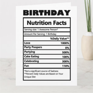 Carte Funny Birthday Nutrition Facts