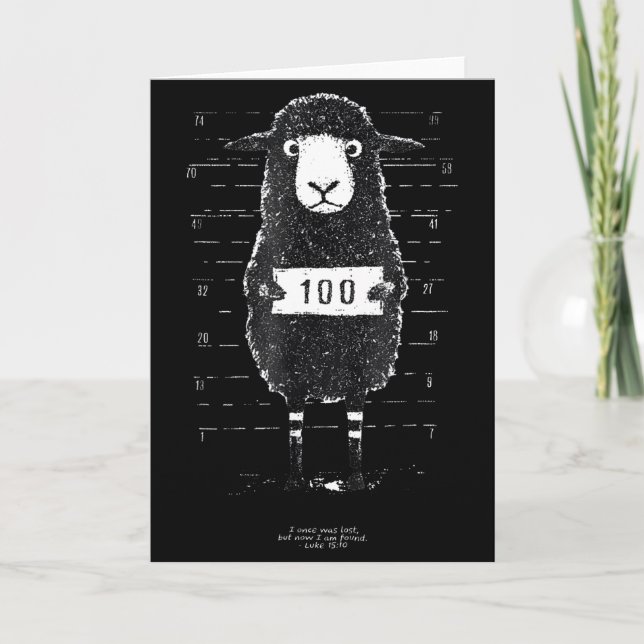 Carte Funny Black Sheep Mugshot Lost But Found Humor Fun (Devant)