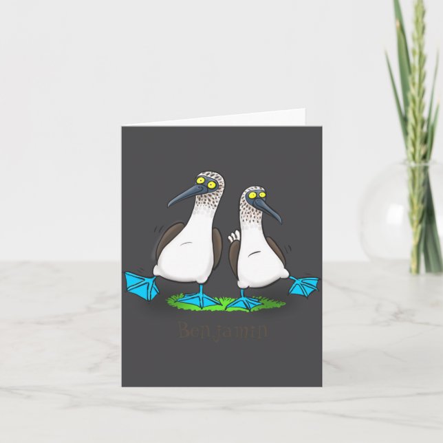 Carte Funny Blue Footed Ies Cartoon Illustration  (Devant)