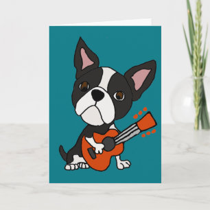 Carte Funny Boston Terrier Chien Jouant de l'art de la g