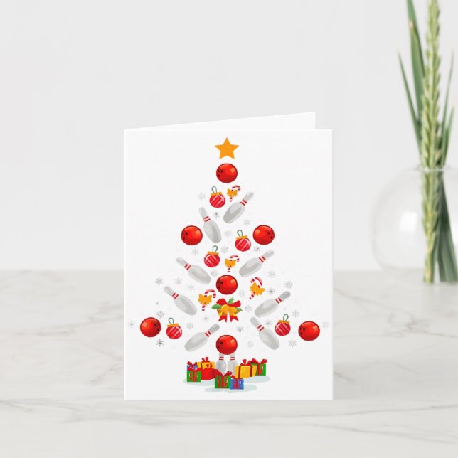 Carte Funny Bowling Christmas Tree Lights Xmas For Men W (Devant)