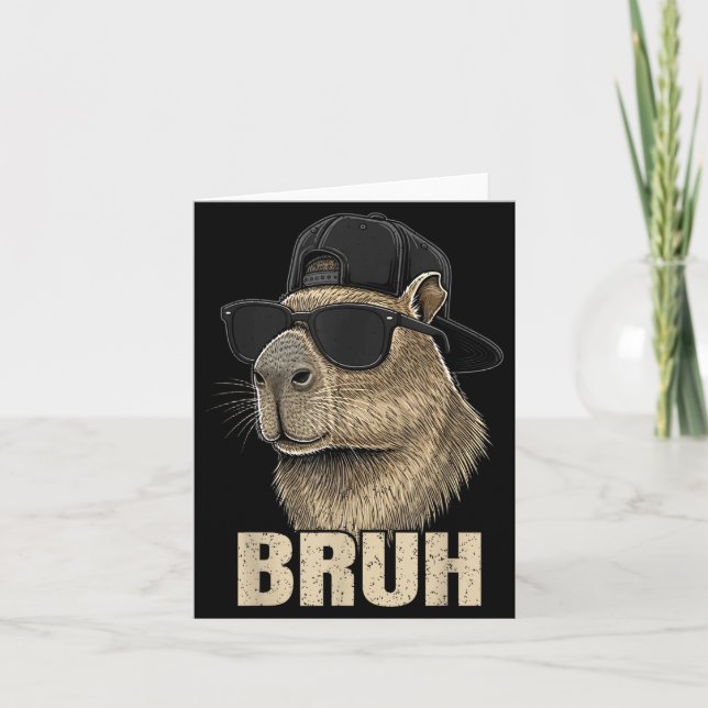 Carte Funny Bruh Meme Capybara Lover Cool Sungles For Me (Devant)