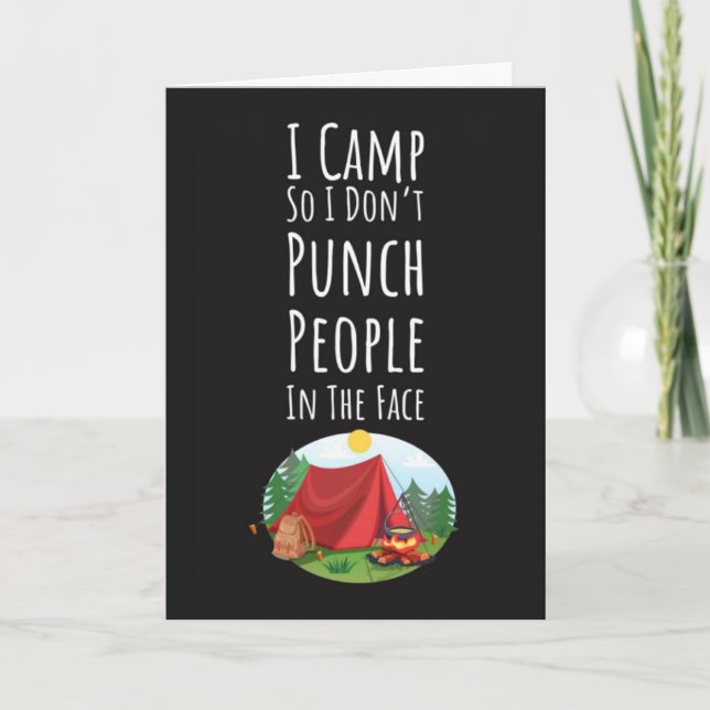 Carte Funny Camping Cards For Adults Campfire Mountains (Devant)