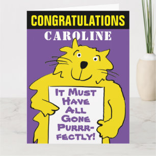 Carte Funny Cat Design Félicitations avec un chat Pun