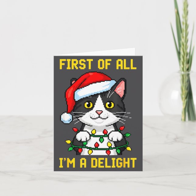 Carte Funny Cat First Of All I'm A Delight Retro Gaming  (Devant)