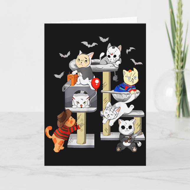 Carte Funny Cat Horror Movies Cute Halloween Cat Lovers  (Devant)