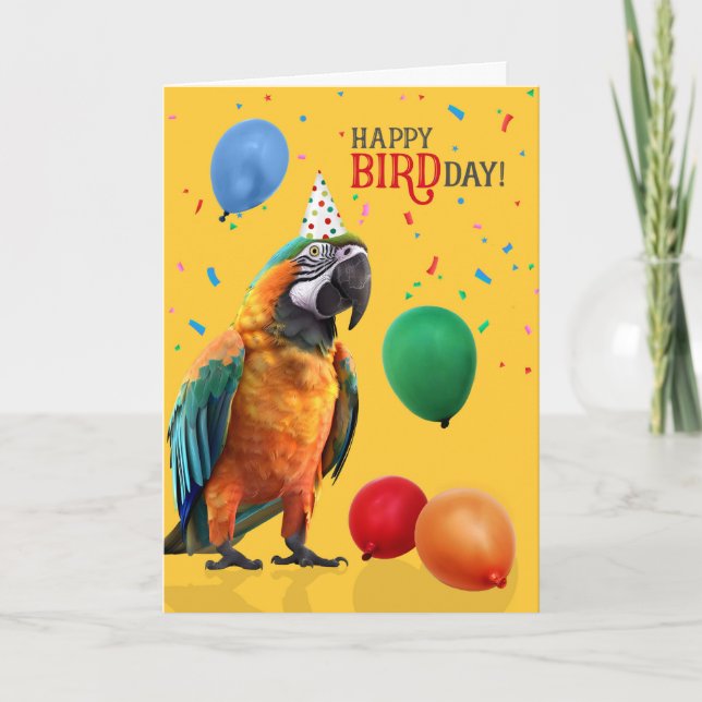 Carte Funny Catalina or Rainbow Macaw Parrot Birthday (Devant)
