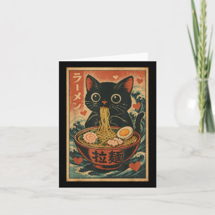 Carte Funny Chat Ramen Graphic Tee Japonais Kawaii Anime