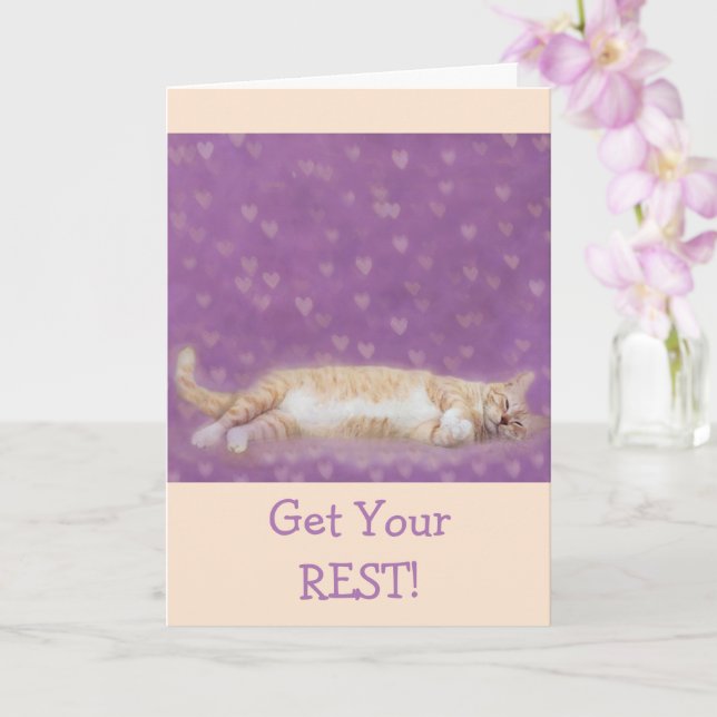 Carte Funny Chat Resting Cancer Support (Orchidée)