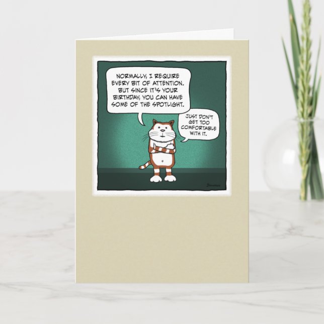 Carte Funny Chat Shares en vedette Anniversaire (Devant)