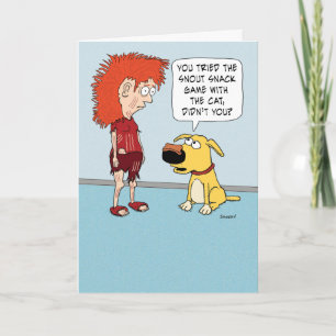 Carte Funny Chien et chat Snout Game Anniversaire