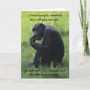 Carte Funny Chimp (le penseur) sur la colline Anniversai