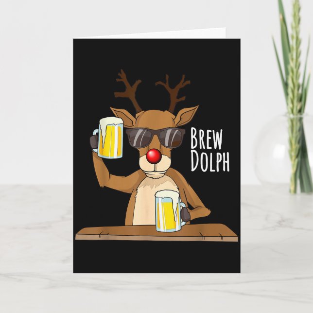 Carte Funny Christmas Alcohol Shirt. Brew Dolph Beer Dri (Devant)