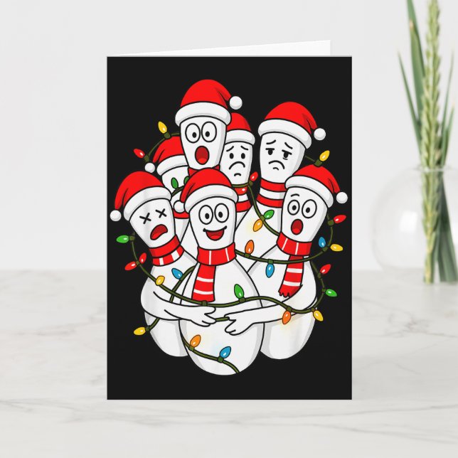Carte Funny Christmas Bowling Santa Bowling Ns Team Men  (Devant)