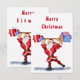 Carte Funny Christmas Card Bodybuilder Santa Claus