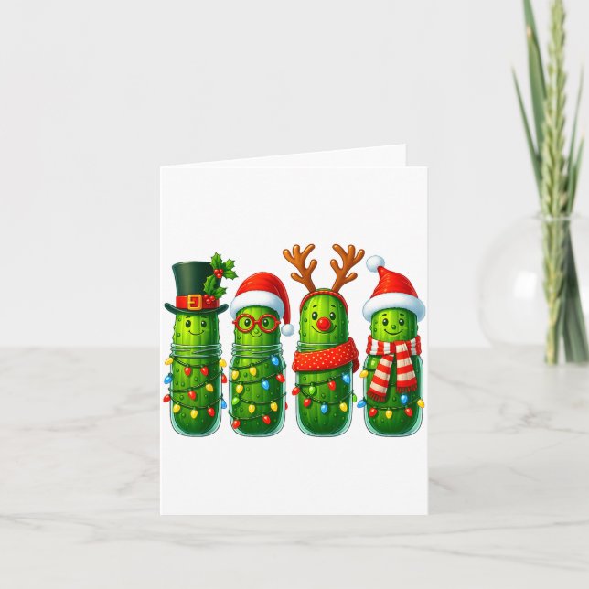 Carte Funny Christmas Ckles With Santa Hats And Lights  (Devant)