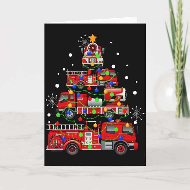 Carte Funny Christmas Decor Firefighter Truck Christmas  (Devant)