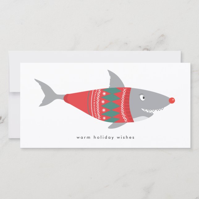 Carte Funny Christmas Shark in Sweater (Devant)