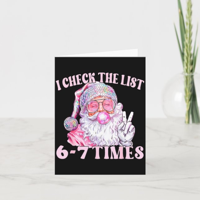 Carte Funny Christmas Six Seven Meme Santa I Check List  (Devant)