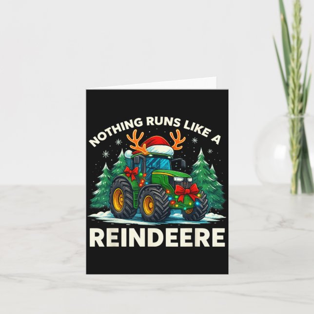 Carte Funny Christmas Tractor Nothing Runs Like A Reinde (Devant)