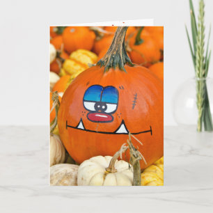 Carte Funny Citrouille d'automne pour l'anniversaire