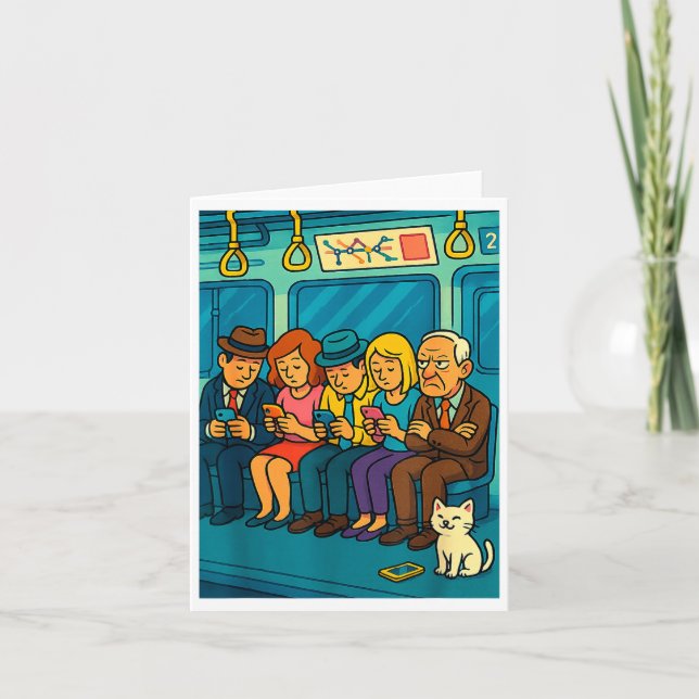 Carte Funny Commuter Train Digital Detox Tech Satire Gif (Devant)