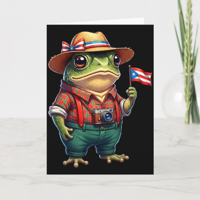 Carte Funny Coqui Frog Puerto Rico Flag Taino Boricua Hi (Devant)