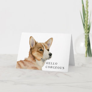 Carte Funny Corgi Chien Pun   Bonjour Corgeous
