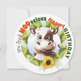 Carte Funny Cow Pun Anniversaire