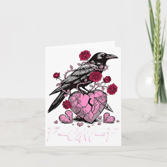 Carte Funny Crow F-caw-f Valentines Day Black Bird Fcawf (Devant)