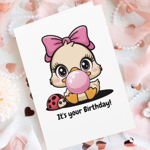 Carte Funny Cute Duck, Ladybug & Bubble, Amusant Anniver