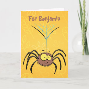 Carte Funny cute fluffy spider cartoon