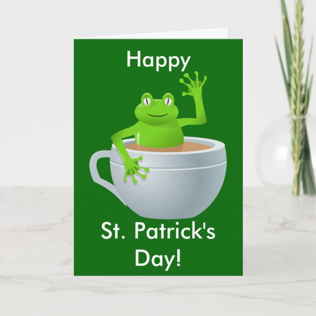 Carte Funny Cute Frog dans une tasse de thé St Patrick's (Devant)