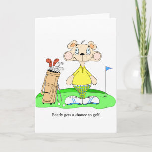 Carte Funny Cute Golfing Bear Greeting Card