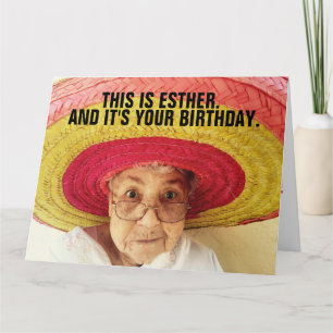 CARTE FUNNY CUTE VIEILLE DAME ANNIVERTHDAY GREETING CARD