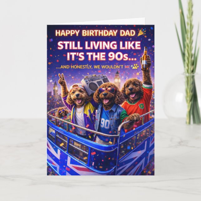 Carte Funny Dad Birthday Card Dog 90s Cockapoo (Devant)