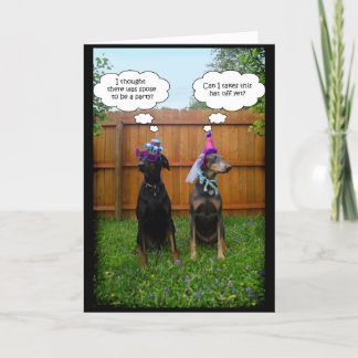 Carte Funny Doberman fête d'anniversaire