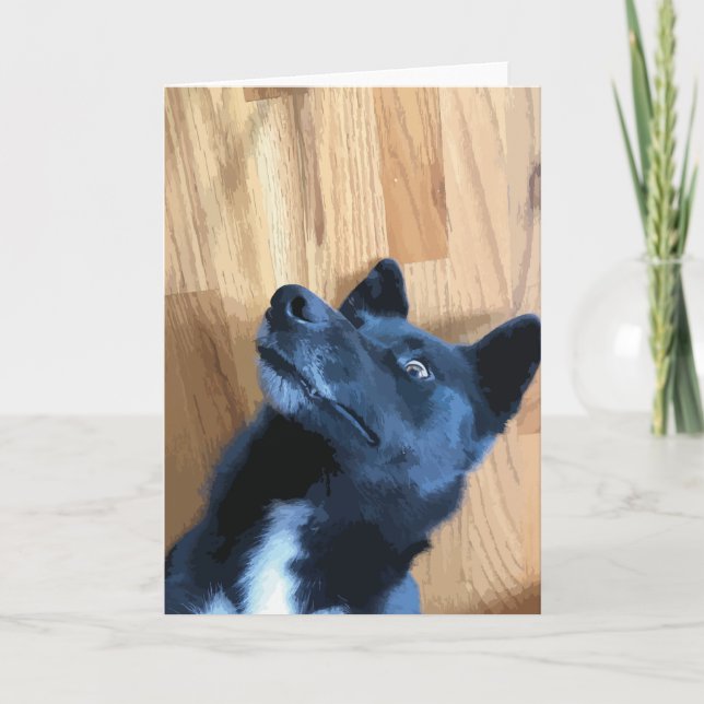 Carte Funny Dog Face Laying Down Black and White Dog (Devant)
