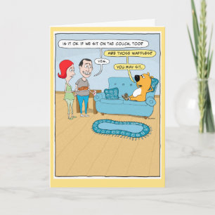 Carte Funny Dog Wants Waffles on Couch Birthday Card