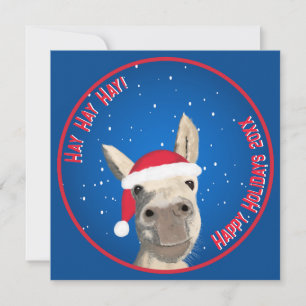 Carte Funny Donkey Père Noël Pun 2024 Holiday