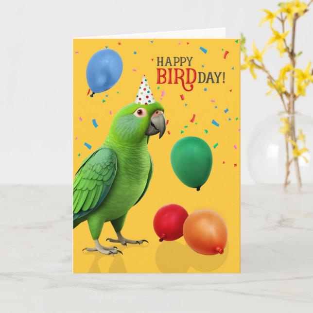 Carte Funny Eclectus Parrot Birthday Humor (Fleur jaune)